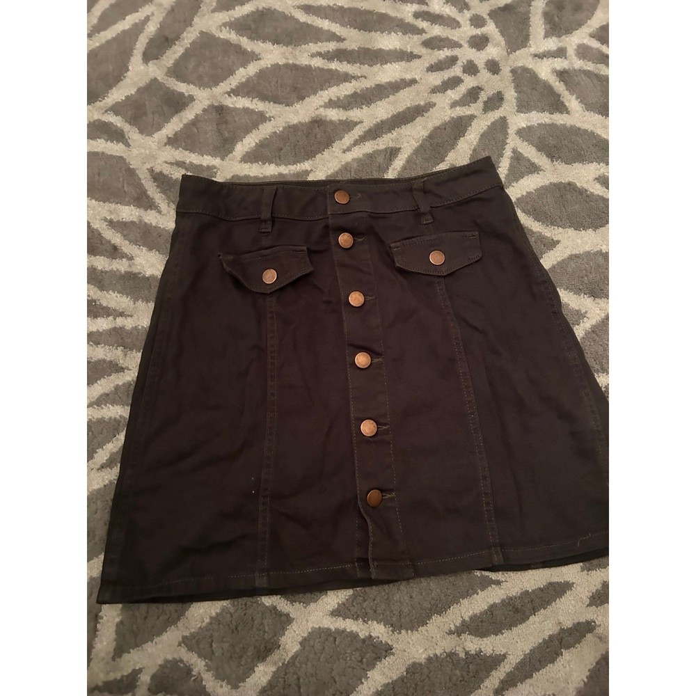 Francesca’s Dark Green Button Up Mini Skirt